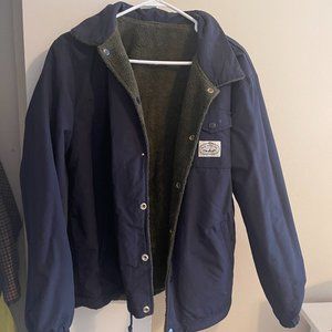 Poler Reversible Coach's Jacket - MEDIUM / OLIVE/NAVY